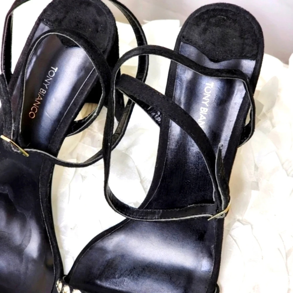 Tony Bianco shoes Sebastion black suede heels silver embellishment size 10 - Picture 15 of 17